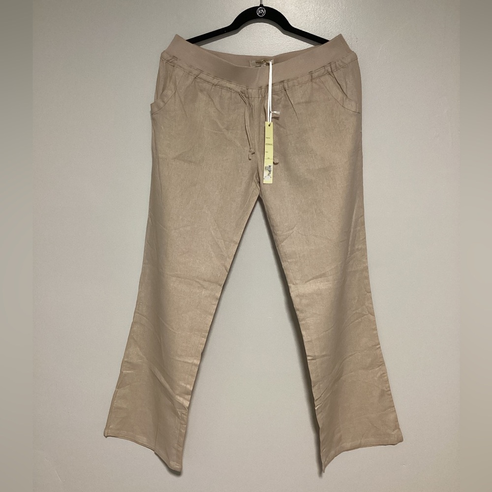 NANA USA Women Pant Size 2XL Brown Linen Blend Vacation Outdoor